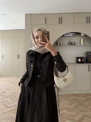 Ceketli Kot Elbise Takım Acı Kahve (4065)