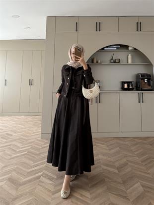 Ceketli Kot Elbise Takım Acı Kahve (4065)