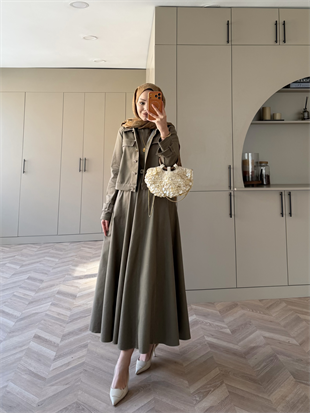 Ceketli Kot Elbise Takım Haki (4065)