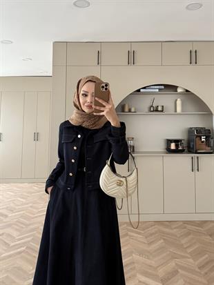 Ceketli Kot Elbise Takım Lacivert (4065)