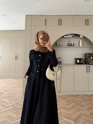 Ceketli Kot Elbise Takım Lacivert (4065)