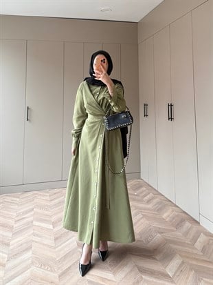 Celeste Yandan Bağlamalı Elbise Çağla Yeşili (8029)