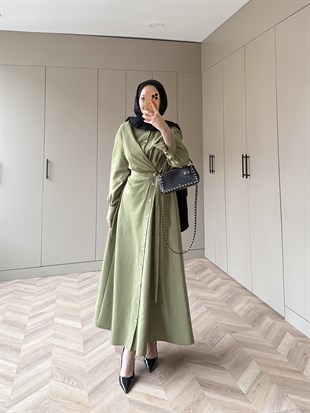 Celeste Yandan Bağlamalı Elbise Çağla Yeşili (8029)