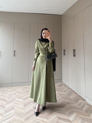 Celeste Yandan Bağlamalı Elbise Çağla Yeşili (8029)