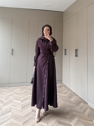Celeste Yandan Bağlamalı Elbise Mürdüm (8029)