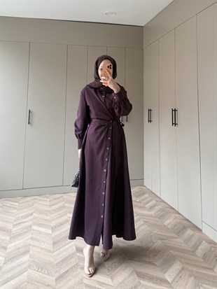 Celeste Yandan Bağlamalı Elbise Mürdüm (8029)