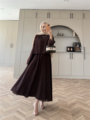 Celine Dikiş Detaylı Etekli Takım Mürdüm (3347)