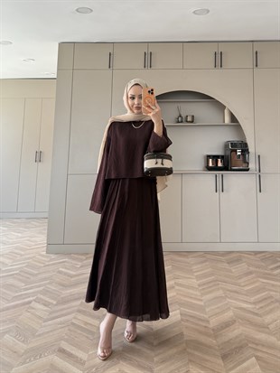 Celine Dikiş Detaylı Etekli Takım Mürdüm (3347)