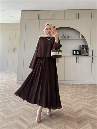 Celine Dikiş Detaylı Etekli Takım Mürdüm (3347)