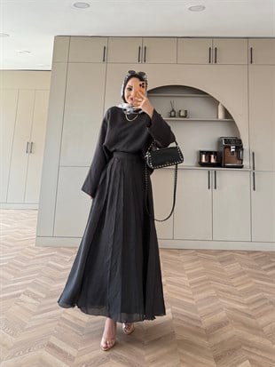 Celine Dikiş Detaylı Etekli Takım Antrasit (3347)