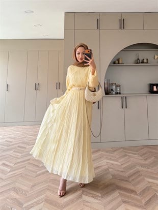 Celine Dikiş Detaylı Etekli Takım ButterYellow (3347)