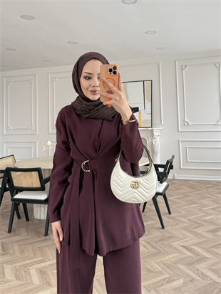 Cesar Modal Kemer Detaylı Pantolonlu Takım Bordo (2306)