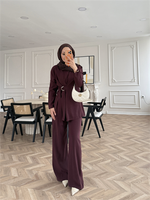 Cesar Modal Kemer Detaylı Pantolonlu Takım Bordo (2306)