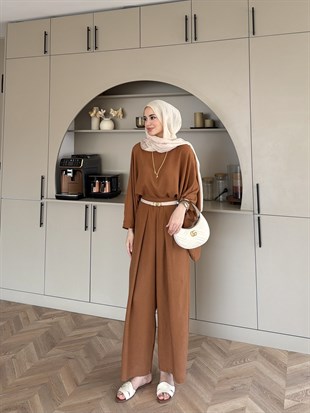 Chaos Asimetrik Pantolonlu Takım Camel (4535)