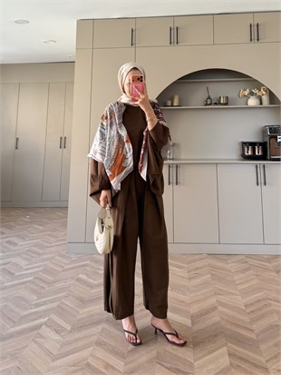 Chaos Asimetrik Pantolonlu Takım Kahve (4535)