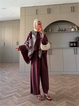 Chaos Asimetrik Pantolonlu Takım Bordo (4535)