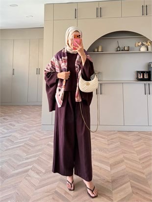 Chaos Asimetrik Pantolonlu Takım Mürdüm (4535)