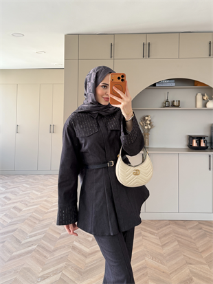 Chic Taş Detaylı Kot Takım Lacivert (4440)