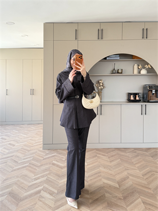 Chic Taş Detaylı Kot Takım Lacivert (4440)