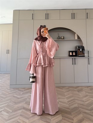 Choco Kat Kat Keten Takım Pembe (4477)