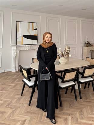 Ciara Süveterli Pantolonlu Takım Siyah