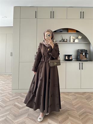 Çiçek Cupra Etekli Takım Acı Kahve