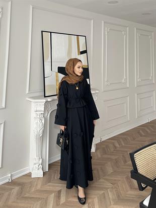 Çiçek Cupra Etekli Takım Siyah