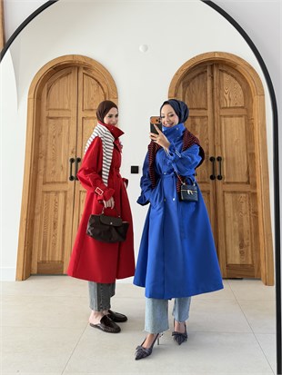 Çıtçıtlı Dik Yaka Saks Mavisi (4595)