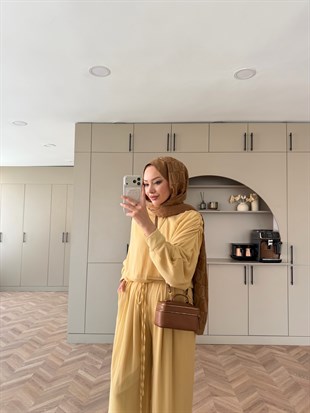 Clips Yarasa Kollu Pantolon Takım ButterYellow (5769)