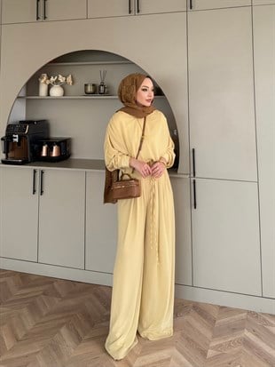 Clips Yarasa Kollu Pantolon Takım ButterYellow (5769)