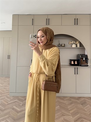 Clips Yarasa Kollu Pantolon Takım ButterYellow (5769)