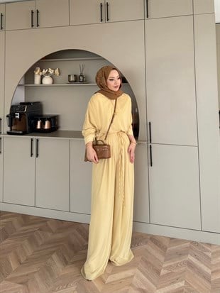 Clips Yarasa Kollu Pantolon Takım ButterYellow (5769)