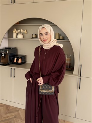 Clips Yarasa Kollu Pantolon Takım Mürdüm (5769)