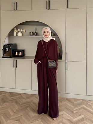 Clips Yarasa Kollu Pantolon Takım Mürdüm (5769)