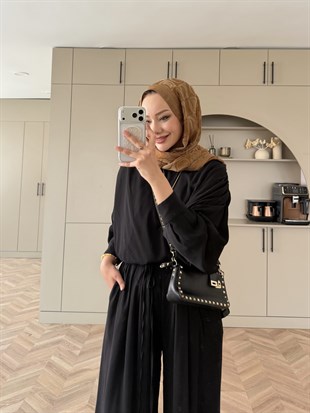 Clips Yarasa Kollu Pantolon Takım Siyah (5769)