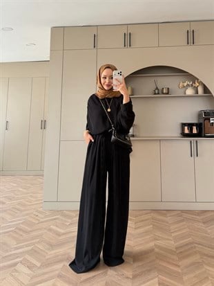 Clips Yarasa Kollu Pantolon Takım Siyah (5769)