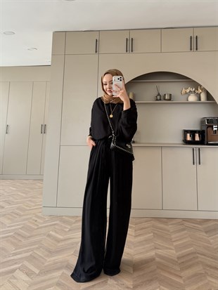 Clips Yarasa Kollu Pantolon Takım Siyah (5769)