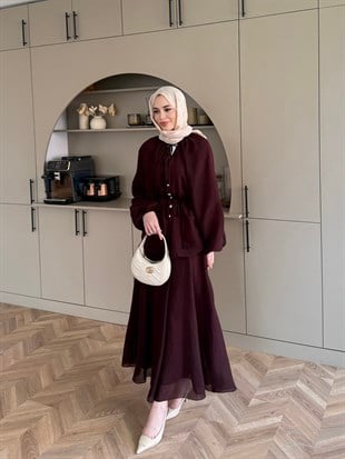 Coast İnci Düğme Detaylı Pantolon Takım Mürdüm (3080)