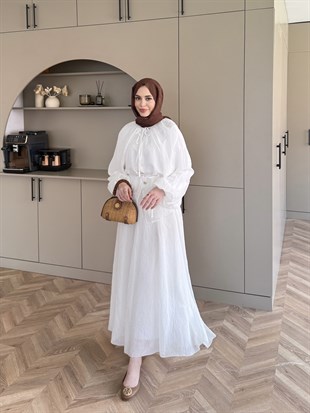 Coast İnci Düğme Detaylı Pantolon Takım Ekru (3080)