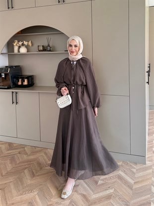 Coast İnci Düğme Detaylı Pantolon Takım Vizon (3080)