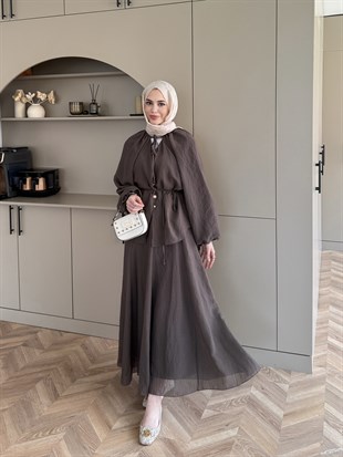 Coast İnci Düğme Detaylı Pantolon Takım Vizon (3080)