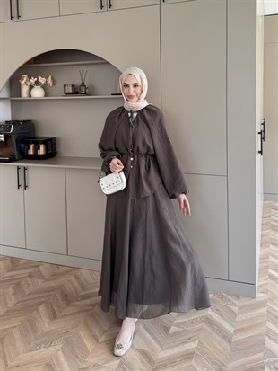 Coast İnci Düğme Detaylı Pantolon Takım Vizon (3080)
