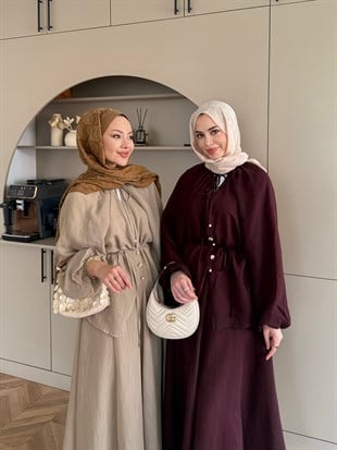 Coast İnci Düğme Detaylı Pantolon Takım Mürdüm (3080)