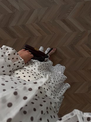 Code Kat Kat Puantiyeli Elbise Beyaz (2024) 