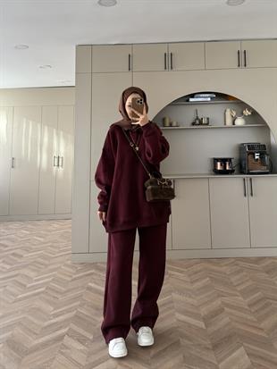 Cole Üç İplik Takım Bordo