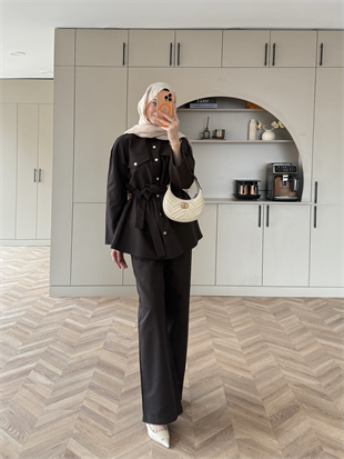 Connel Çıtçıtlı Pantolonlu Takım Acı Kahve (2332) 