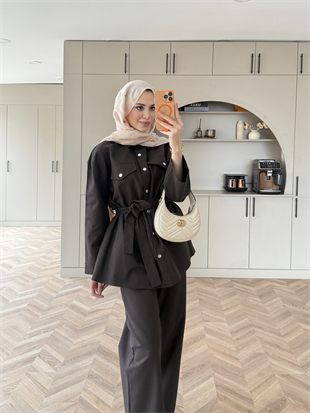 Connel Çıtçıtlı Pantolonlu Takım Acı Kahve (2332) 