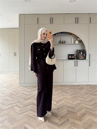 Connel Çıtçıtlı Pantolonlu Takım Mürdüm (2332)