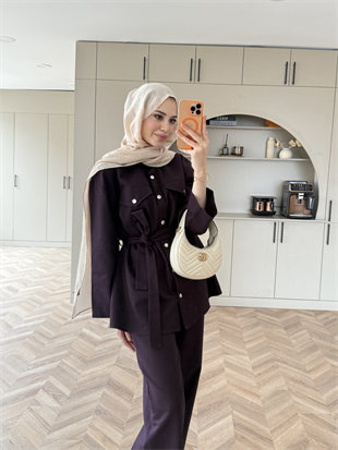 Connel Çıtçıtlı Pantolonlu Takım Mürdüm (2332)