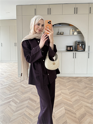 Connel Çıtçıtlı Pantolonlu Takım Mürdüm (2332)